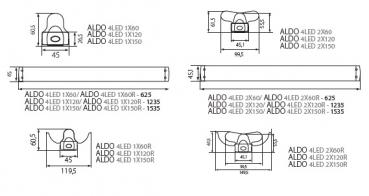 Preview: 60cm Linien-Beleuchtungsfassung ALDO 4LED max. 18W