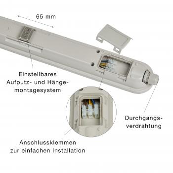 Preview: LED Feuchtraumleuchte LIMEA GIGANT weiß 52Watt 150cm kaltweiß