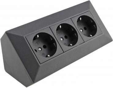 3-fach Steckdosenblock, anthrazit 230V~/ 16A, Aufbaumontage