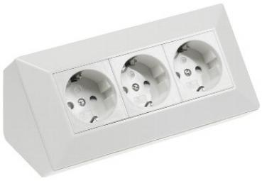 3-fach Steckdosenblock, weiß 250V~/ 16A, Aufbaumontage