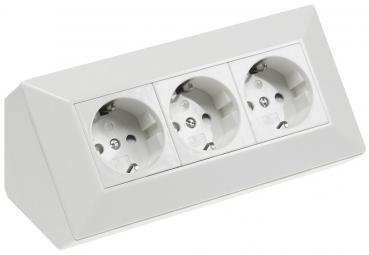 Preview: 3-fach Steckdosenblock, weiß 250V~/ 16A, Aufbaumontage