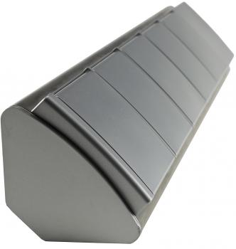 Preview: 4-fach Steckdosenblock Edelstahl + 2xUSB für Aufbaumontage, 45°, Abdeckklappen