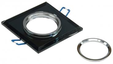 Preview: Decken-Einbaustrahler "Crystal Q90" starr, 90x90mm, für 50mm Lampen, schwarz