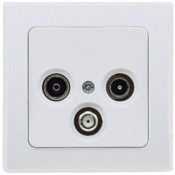 DELPHI Antennendose TV+Radio+Sat inkl. Rahmen, UP, weiß