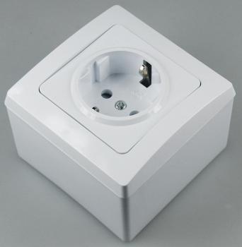 Preview: DELPHI Aufputz-Rahmen, weiß 80x80x45mm, mit Montagebohrung