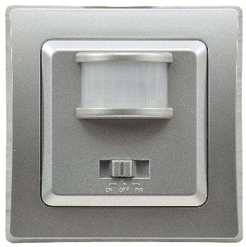 DELPHI Bewegungsmelder 160°, UP, silber 250V~, 400W, inkl. Rahmen, LED geeignet
