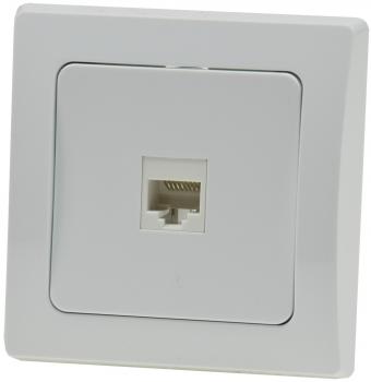 Preview: DELPHI RJ45 Dose für ISDN & Cat.5 inkl. Rahmen, UP, weiß