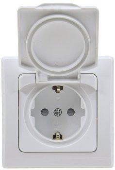 DELPHI Schutzkontakt-Steckdose IP44 250V~/ 16A, inkl. Rahmen, UP, weiß