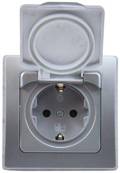 DELPHI Schutzkontakt-Steckdose IP44 250V~/ 16A, inkl. Rahmen, UP, silber