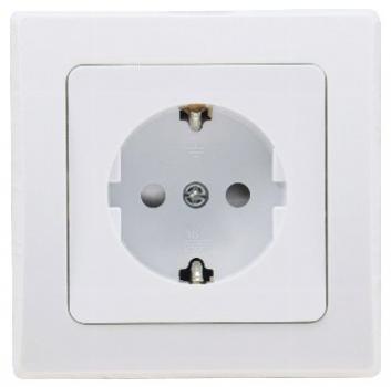 DELPHI Schutzkontakt-Steckdose, UP, weiß 250V~/ 16A, inkl. Rahmen, Klemmanschluss