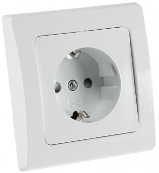 Preview: DELPHI Schutzkontakt-Steckdose, UP, weiß 250V~/ 16A, inkl. Rahmen, Klemmanschluss