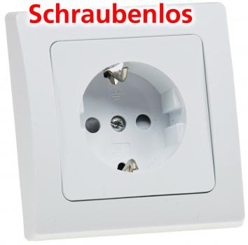 Preview: DELPHI Schutzkontakt-Steckdose, UP, weiß 250V~/ 16A, inkl. Rahmen, Klemmanschluss