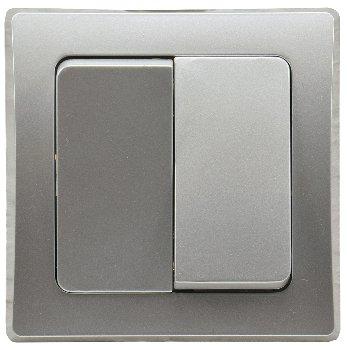 DELPHI Serien-Schalter 2-fach 250V~/ 10A, inkl. Rahmen, UP, silber