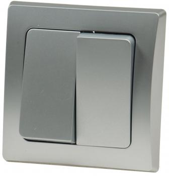 Preview: DELPHI Serien-Schalter 2-fach 250V~/ 10A, inkl. Rahmen, UP, silber