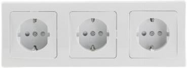 DELPHI Set 3 Steckdo.+ 3-fach Rahmen 250V~/ 16A, Klemmanschluss, weiß