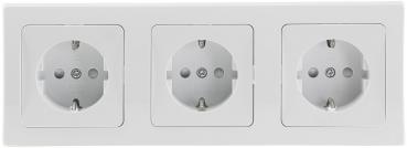 Preview: DELPHI Set 3 Steckdo.+ 3-fach Rahmen 250V~/ 16A, Klemmanschluss, weiß