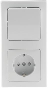 Preview: DELPHI Set Steckd+WS+Rahmen 250V~/ 16A, Klemmanschluss, weiß