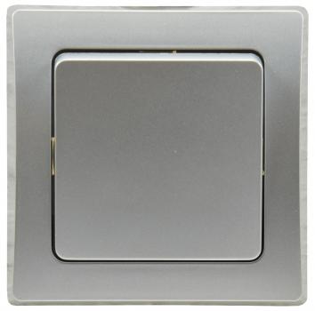 Preview: DELPHI Taster 0-250V~/ 10A, inkl. Rahmen, UP, silber