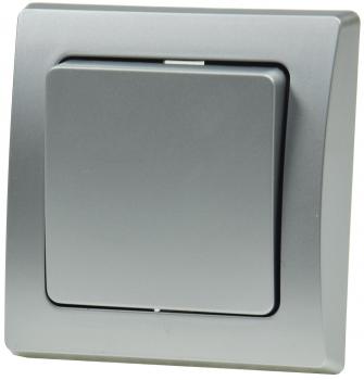 Preview: DELPHI Wechsel-Schalter, UP, silber 250V~/ 10A, inkl. Rahmen, Klemmanschluss