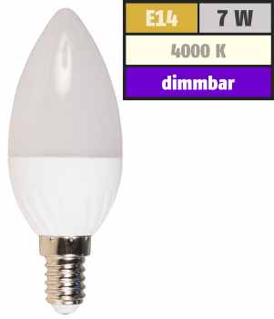 Dimmbare E14 LED Kerzenlampe  7W, 520lm, 160°, 4000K, neutralweiß
