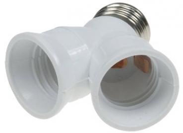 E27-Fassung "Duo", Y-Adapter, Kunststoff auf 2x E27-Schraubfassungen