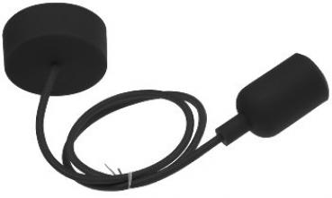 E27  Lampenaufhängung "Silikon" schwarz 230V, E27 Fassung, 80cm Textilkabel