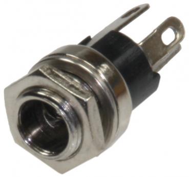 Preview: Einbaubuchse für 2,1/5,5mm Hohlstecker max. 12V DC / 3A, Ø 10mm, Lötanschluss