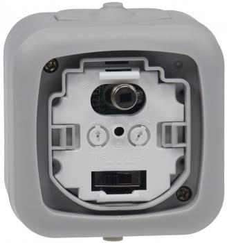 Preview: Feuchtraum Bewegungsmelder, IP44 250V~, 2-500W, inkl. AP-Rahmen, grau