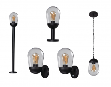 Preview: Wandleuchte LIEGO für den Garten, Leuchtmittel austauschbar, E27, max. 15 W, schwarz