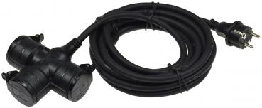 Preview: Gartensteckdose für Außen, 3-fach IP44, 5m Zuleitung