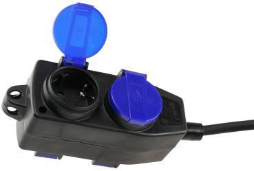 Preview: Gartensteckdose für Außen, 4-fach IP44, mit Aufhänger, 5m Zuleitung