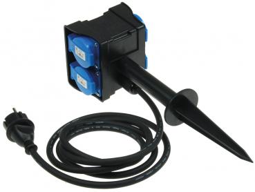 Preview: Gartensteckdose mit Erdspieß, 4-fach IP44, 1,4m Kabel