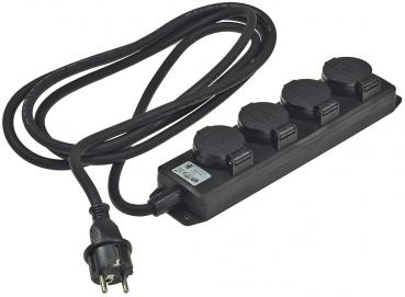 Preview: Gartensteckdosenleiste für Außen, 4-fach IP44, 3m Zuleitung