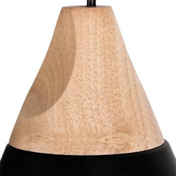 Preview: Klassische LED Hängeleuchte im modernen Design und Aluminium-Holzschirm Schwarz