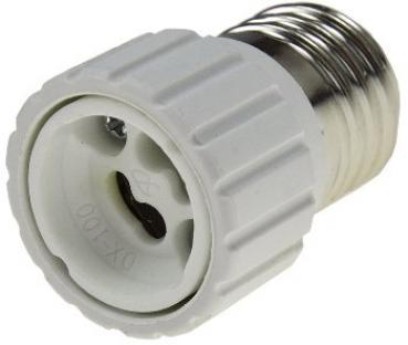Lampensockel-Adapter, Keramik E27 auf GU10