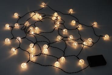 Preview: LED Batterie-Lichterkette "BubbleBall" 40 Kugeln 23mm Ø, 3m lang, warmweiß