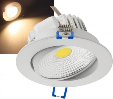 Preview: LED-Einbauleuchte "COB-7", 7W, 450lm ALU, 3000K, 95°, Ø109xT47mm, Rahmen weiß