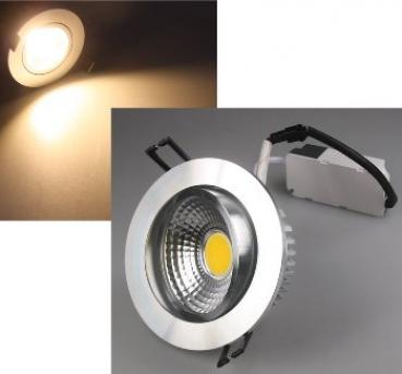 LED-Einbauleuchte "COB-7", 7W, 450lm ALU, 3000K, 95°, Ø109xT47mm,Rahmen chrom