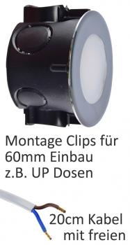 Preview: LED-Einbauleuchte "EBL-HV65si", silber 2 Watt, 230V, 3000K, 160Lm, warmweiß