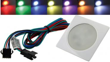 Preview: LED Einbauleuchte "EBL Slim RGB Q" IP67, 6 RGB LEDs, Alu matt, 55x55mm