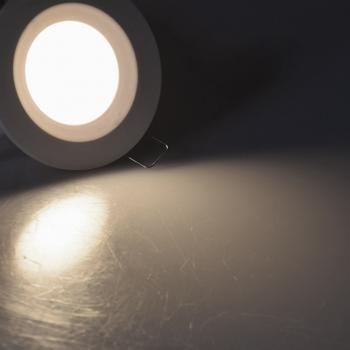 Preview: LED-Einbauleuchte "Flat-30 FR-R" 4000K Ø85x30mm, 5W, 500lm, IP44, rund, weiß