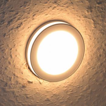 Preview: LED Einbaustrahler mit Leuchtkranz 6W, warmweiß, 450lm, IP44, weiß