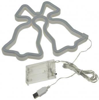 Preview: LED Figur "Glocken" 230x200mm, warmweiß 3x AA / USB 5V, 80+80cm Kabel