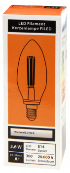 Preview: LED Filament Set McShine, 3x Kerzenlampe, E14, 4W, 360lm, warmweiß, klar