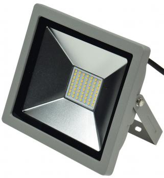 Preview: LED-Fluter SlimLine "CTF-SLT 30" silber 30W, 2100lm, 4000K, neutralweiß, IP44