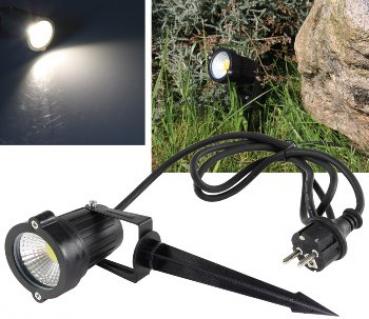 LED Gartenleuchte "CT-GS5" neutralweiß 5W, 230V, 1,5m Kabel+Erdspieß, schwarz