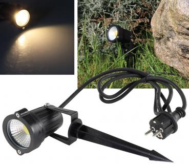 Preview: LED Gartenleuchte "CT-GS5" warmweiß 5W, 230V, 1,5m Kabel+Erdspieß, schwarz