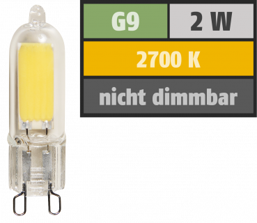 LED-Stiftsockellampe McShine, G9, 2W, 220lm, warmweiß