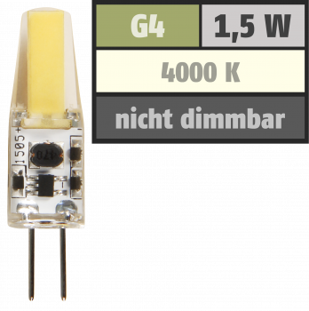 LED-Stiftsockellampe McShine Silicia COB, G4, 1,5W, 200 lm, neutralweiß