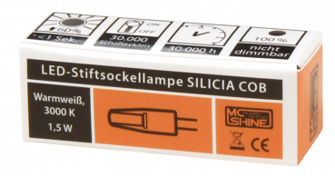 Preview: LED-Stiftsockellampe McShine Silicia COB, G4, 1,5W, 200lm, warmweiß, 10er-Pack